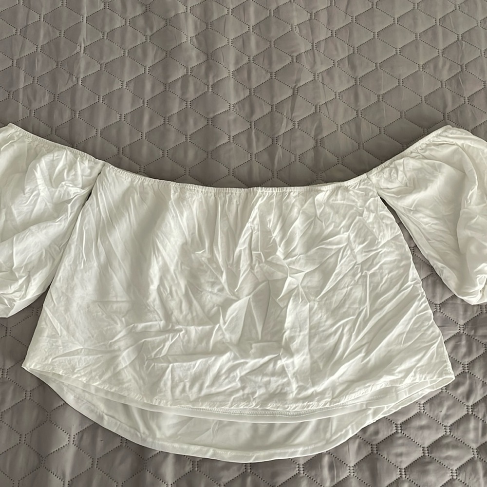 SOLD White off shoulder crop top.